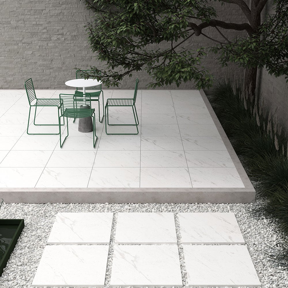 Tokyo White 24x24x2cm Porcelain Paver | STONELUX